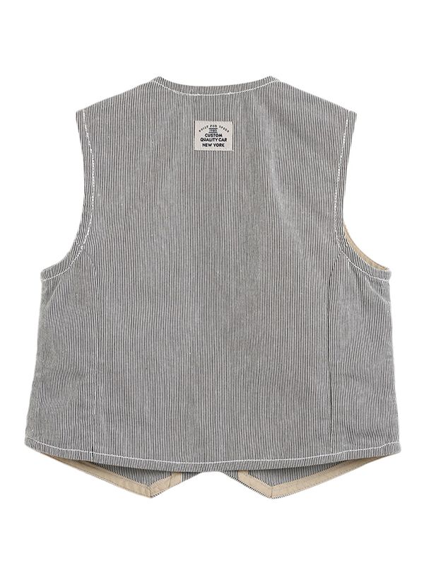 Boys Natural Striped Woven Vest image number 1